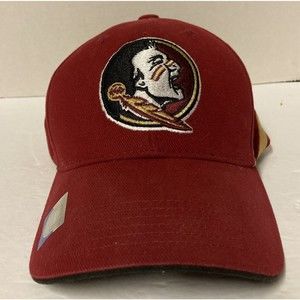 Florida State Seminoles Hat Cap Collegiate Headwear Adj Dk Red 3 Stripe 1 Side